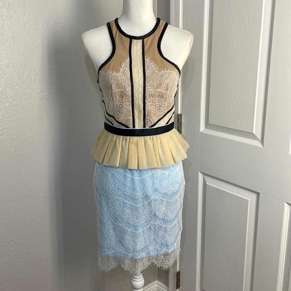 NWOT Three Floor peplum and lace dress 6